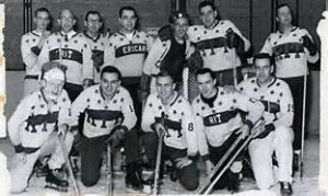 1956-57 AHL Rochester Americans # 8 Game Worn Away Jersey - Billy  Harris/Glen Cressman